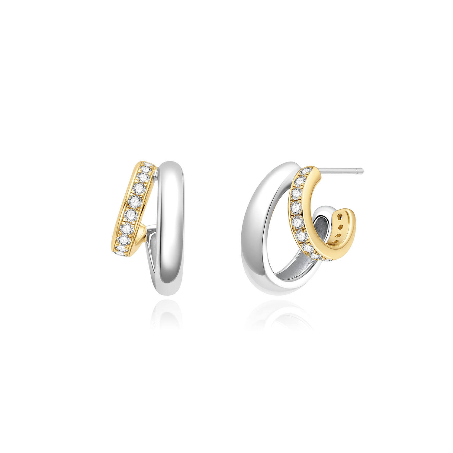  Tide Echo - Boucles d'oreilles pendantes - Argent / GP 14 carats - Zircone - 1cm